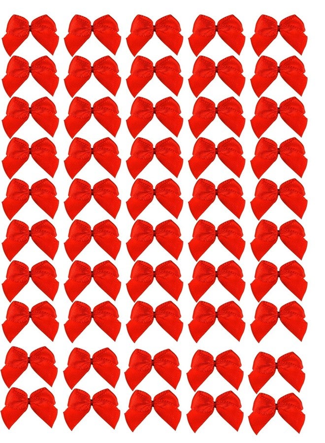 SimautHawk 50pcs 1 Inches Boutique Red Ribbon Bow, Small Bows, for Holiday Bows for Crafts, Wedding and Gift Wrapping, Scrapbook Card (Red, 1.05 inches) - Image 1